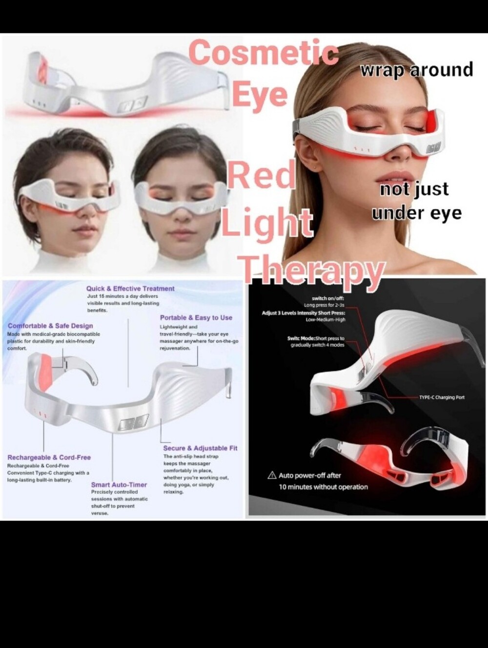 Red Light Therapy Eye Massager With Micorcurrent